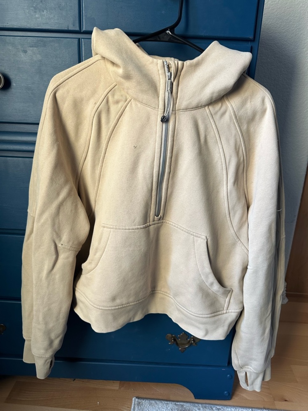 Lululemon Cropped Scuba Half-Zip Pullover Hoodie - Tan